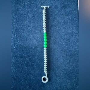 Silver and Green Beaded Bracelet